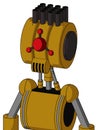 Dark-Yellow Automaton With Multi-Toroid Head And Speakers Mouth And Cyclops Compound Eyes And Pipe Hair