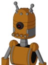 Dirty-Orange Mech With Dome Head And Pipes Mouth And Black Cyclops Eye And Double Antenna