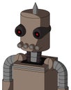 Gray Robot With Cylinder Head And Pipes Mouth And Black Glowing Red Eyes And Spike Tip