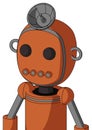 Orange Mech With Bubble Head And Pipes Mouth And Two Eyes And Radar Dish Hat