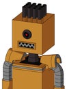 Peach Droid With Box Head And Square Mouth And Black Cyclops Eye And Pipe Hair