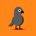 Whimsical Bird Vector Illustration On Orange Background