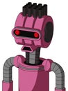 Pink Robot With Multi-Toroid Head And Sad Mouth And Visor Eye And Pipe Hair