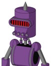 Purple Automaton With Cylinder Head And Pipes Mouth And Visor Eye And Spike Tip