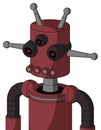 Red Mech With Cylinder Head And Pipes Mouth And Three-Eyed And Double Antenna