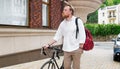 Portrait of stylish bearded man with bicycle Royalty Free Stock Photo