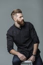 Portrait of stylish bearded man on chair Royalty Free Stock Photo