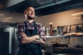 Portrait of stylish cook on a kitchen. Royalty Free Stock Photo