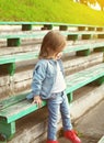 Portrait of stylish little girl child in the jeans clothes Royalty Free Stock Photo
