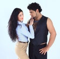 Portrait of a stylish pair of dancers on a white background