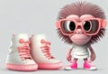 Portrait of a stylish teenager monkey near fashionable sneakers. AI genarated