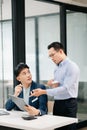 Portrait of success business people working together in office. Couple teamwork startup concept Royalty Free Stock Photo