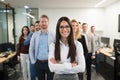 Portrait of business team posing in office