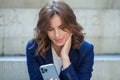 Portrait of a successful business woman in front of modern business building. Royalty Free Stock Photo