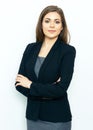 Portrait of successful business woman on white background.