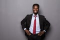 Portrait of a successful confident african businessman professional in a smart formal suit isolated Royalty Free Stock Photo
