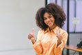 Portrait of successful and confident black businesswoman. A beautiful young African American woman, smiling at the Royalty Free Stock Photo