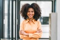 Portrait of successful and confident black businesswoman. A beautiful young African American woman, smiling at the Royalty Free Stock Photo