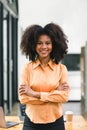 Portrait of successful and confident black businesswoman. A beautiful young African American woman, smiling at the Royalty Free Stock Photo