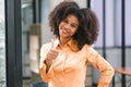 Portrait of successful and confident black businesswoman. A beautiful young African American woman, smiling at the Royalty Free Stock Photo