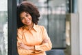 Portrait of successful and confident black businesswoman. A beautiful young African American woman, smiling at the Royalty Free Stock Photo