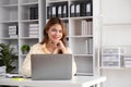 Portrait of successful confident pretty, Young asian business woman or freelancer wearing formal stylish clothes, arms Royalty Free Stock Photo