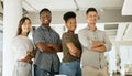 Portrait of successful creative business team looking at camera and smiling. Diverse business people standing together Royalty Free Stock Photo