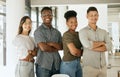 Portrait of successful creative business team looking at camera and smiling. Diverse business people standing together Royalty Free Stock Photo