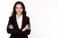 Portrait successful mature businesswoman, arms crossed. Confident business professional female smiling in smart suit. Business