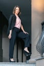 Portrait of successful young female director in business casual clothing. Woman in pantsuit Royalty Free Stock Photo