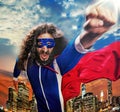 Portrait of a superhero wathcing over the city Royalty Free Stock Photo