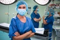 Portrait of surgeon standing with arms crossed in operation room Royalty Free Stock Photo