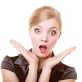 Portrait of surprised businesswoman shocked woman Royalty Free Stock Photo