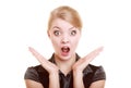 Portrait of surprised businesswoman shocked woman Royalty Free Stock Photo