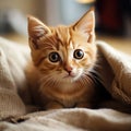 Portrait of a surprised cat Scottish Straight, closeup, isolated on white background Generative AI technology Royalty Free Stock Photo