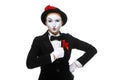 Portrait of the surprised and joyful mime Royalty Free Stock Photo