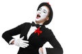 Portrait of the surprised and joyful mime with Royalty Free Stock Photo