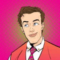 Portrait of surprised man. Surprised businessman. Surprised man. Pop art retro style illustration. People in retro style