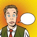 Portrait of surprised man. Surprised businessman. Surprised man. Concept idea of advertisement and promo. Pop art retro