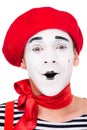 portrait of surprised mime isolated Royalty Free Stock Photo