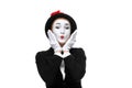Portrait of the surprised and touched mime Royalty Free Stock Photo