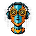 Portrait of surreal person with musical headphones