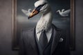 Portrait of a Swan Dressed in a Formal Business Suit at The Office