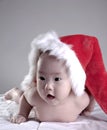 Portrait of sweet baby in christmas hat