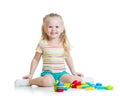 Portrait of sweet little girl with toy blocks Royalty Free Stock Photo