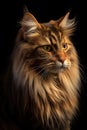 Portrait of a tabby charming Maine Coon cat, close-up. Beautiful long-haired cat. Generative AI Royalty Free Stock Photo