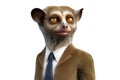 Portrait of Tarsier in a business suit - Digital 3D Illustration on white background