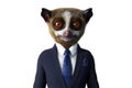 Portrait of Tarsier in a business suit - Digital 3D Illustration on white background