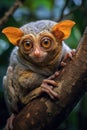 Portrait of a Tarsier in the jungle. Asian animals