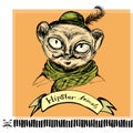 Portrait of tarsier monkey Hipster on background